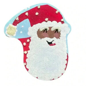 02 Hand Crafted Handmade Upcycled Hand painted Christmas Santa Tin